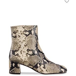 Stuart Weitzman Beige and Black Snakeskin Ankle Boots